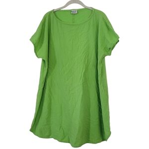 Oh My Gauze! 100% Cotton Lime Green Extra Long Cap Sleeves Tunic Top 3 Lagenlook